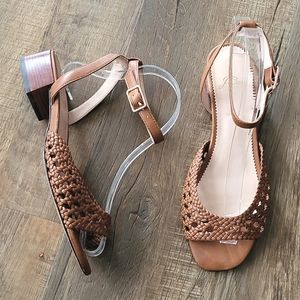 J CREW WOVEN OPEN TOE SLINGBACK ANKLE STRAP SANDALS